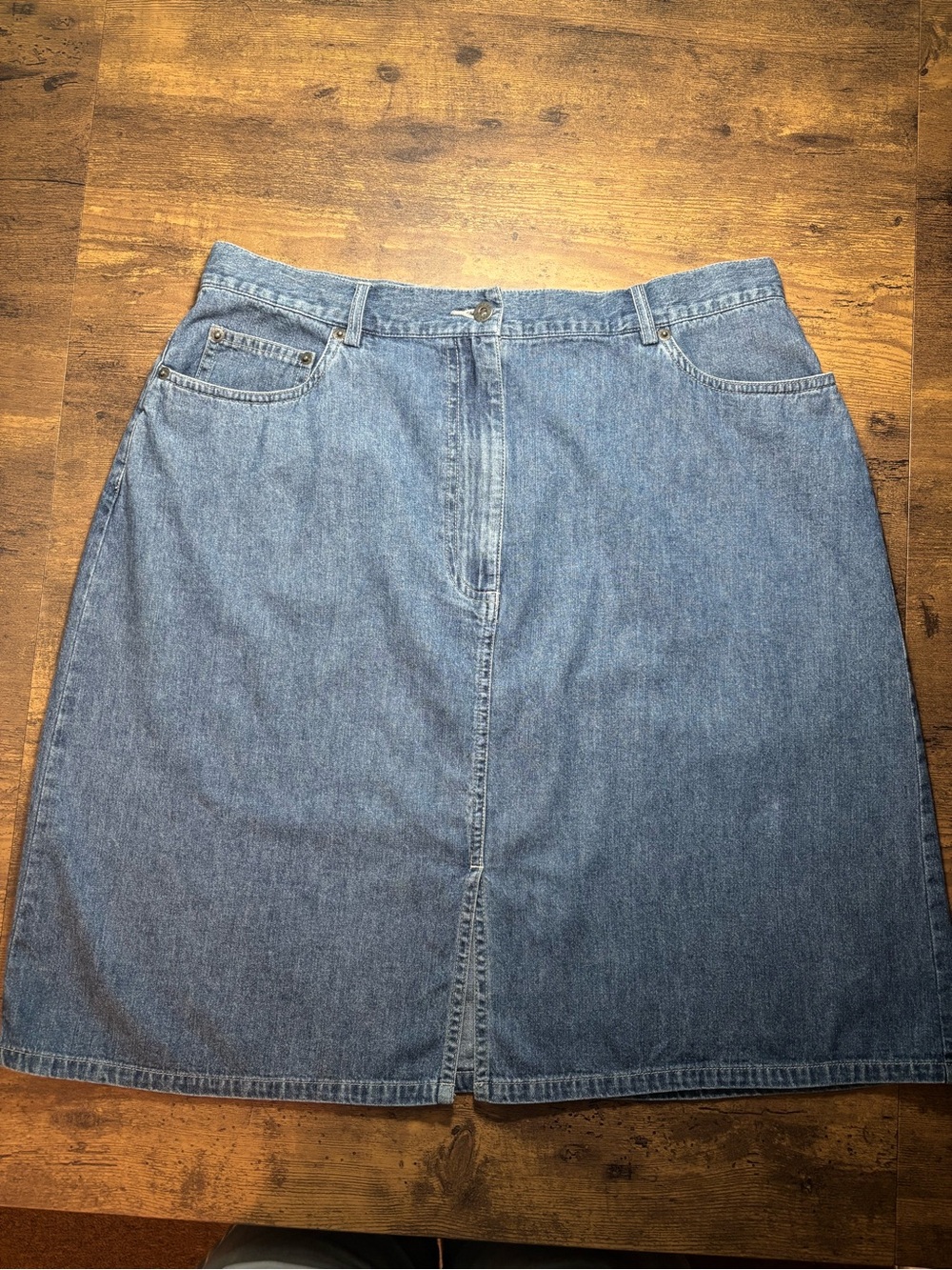 Marsh Landing Vintage Lightweight Jean Skirt A-Line Front Slit Sz 16 Modern 12